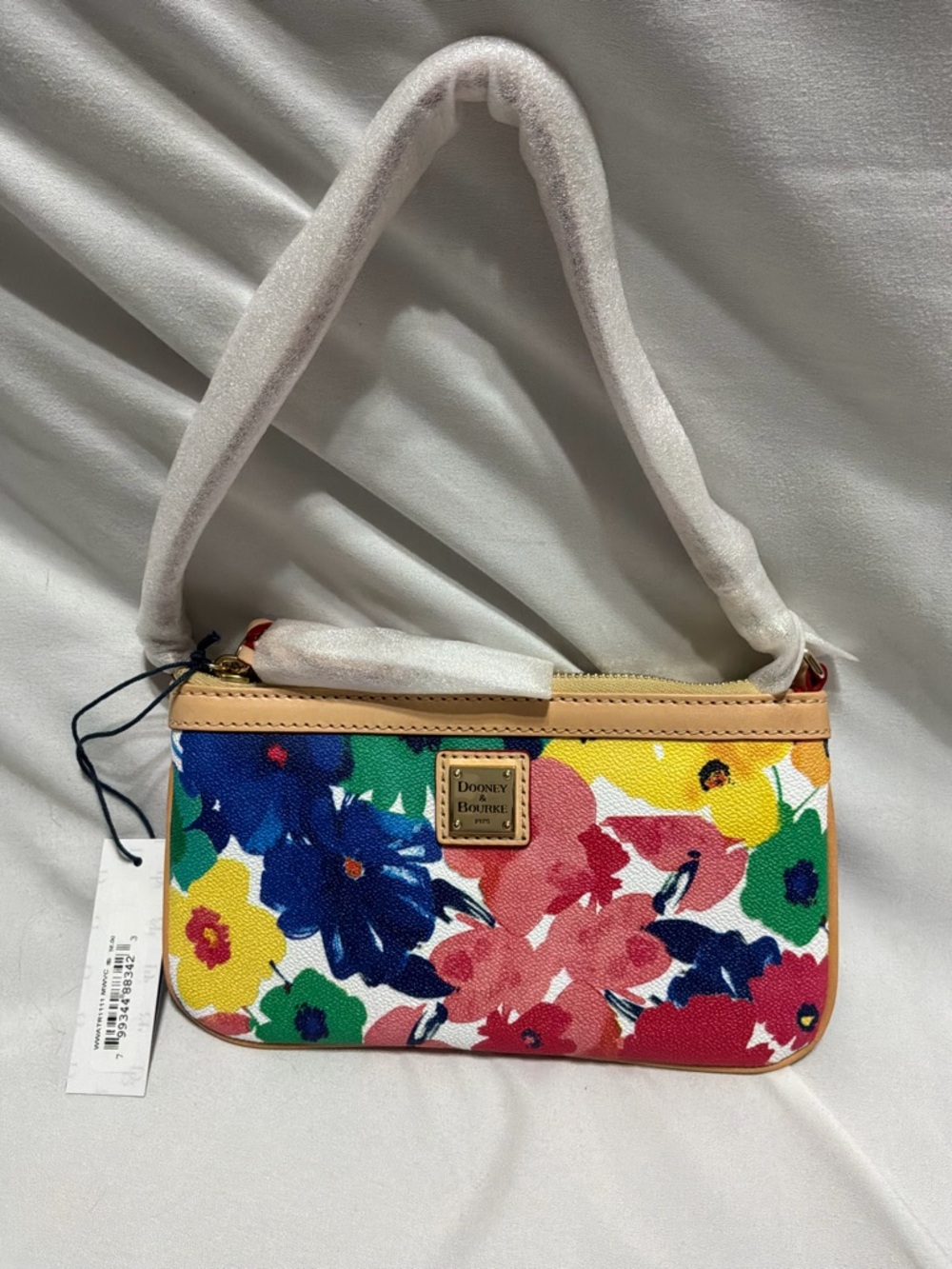 NWT Dooney & Bourke Floral Watercolor Wristlet- Blue, Yellow, Pink, Green